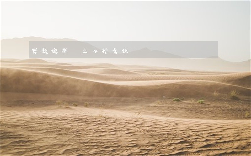 贷款逾期 主办行责任